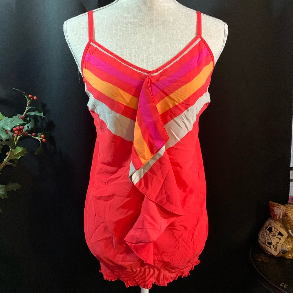 Lane Bryant 18/20 Coral Ruffle Front Blouse